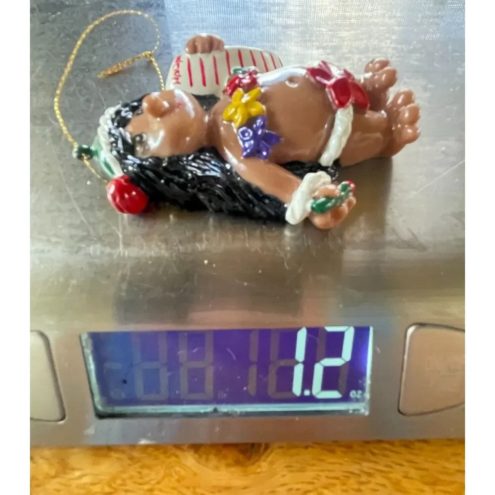 Vintage 1988 Hawaiian Poi People Hula Girl Christmas Ornament w/ Box Hawaii